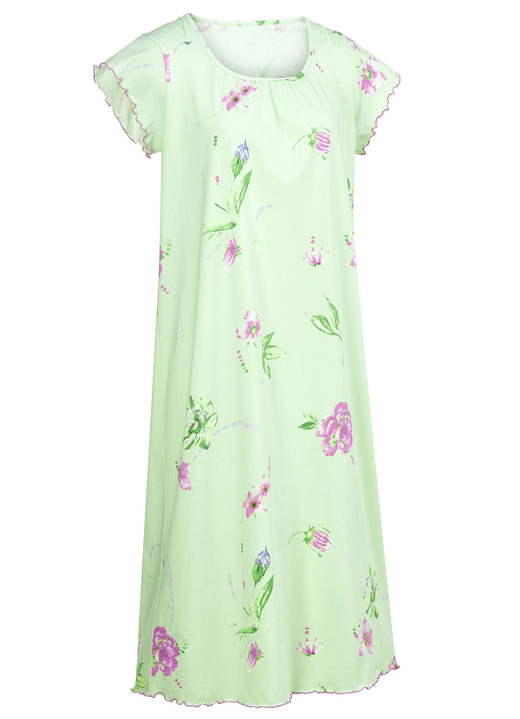 Kurzarm - Zweierpack Nachthemden, Kurzarm mit Rundhals Ansicht 2 Kurzarm - Zweierpack Nachthemden, Kurzarm mit Rundhals, in Größe 038 bis 062, in Farbe LINDGRÜN/ROSÉ Ansicht 2