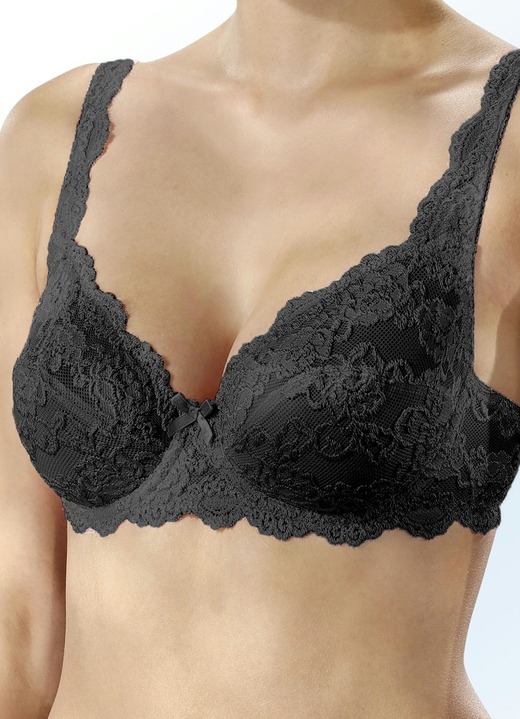 Wäsche - Sassa Zweierpack Bügel-BH aus Elastikspitze, in Größe 075 bis 100, in Cup D, in Farbe 1X ZARTAPRICOT, 1X SCHWARZ Ansicht 5