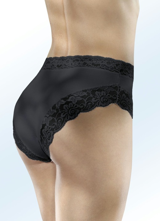 Slips - Dreierpack Slips mit Elastikspitze, in Größe 036 bis 050, in Farbe 2X WEISS, 1X SCHWARZ Ansicht 2