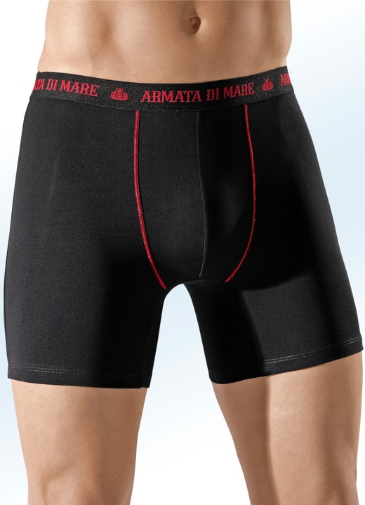 Pants & Boxershorts - Viererpack Pants, mit Elastikbund, Kontrastnähten, in Größe 004 bis 011, in Farbe 2X SCHWARZ-ROT, 2X GRAU-ROT Ansicht 1