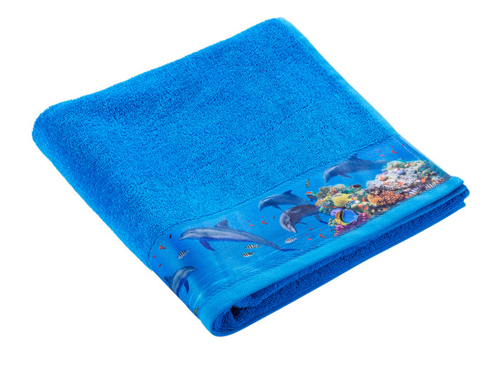 - Frottier-Serie mit einer aufregenden Unterwasserwelt, in Größe 200 (1 Handtuch Bordüre, 50/100 cm) bis 303 (1 Duschtuch Allover, 70/140 cm), in Farbe BLAU Ansicht 1