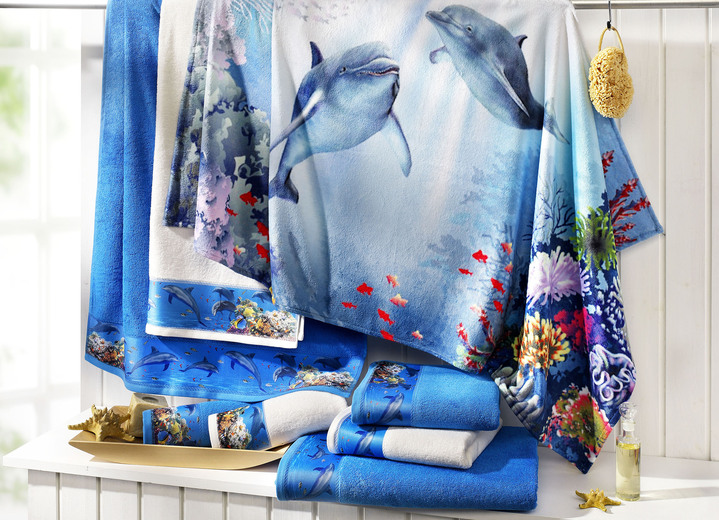 - Frottier-Serie mit einer aufregenden Unterwasserwelt, in Größe 200 (1 Handtuch Bordüre, 50/100 cm) bis 303 (1 Duschtuch Allover, 70/140 cm), in Farbe BLAU Ansicht 2
