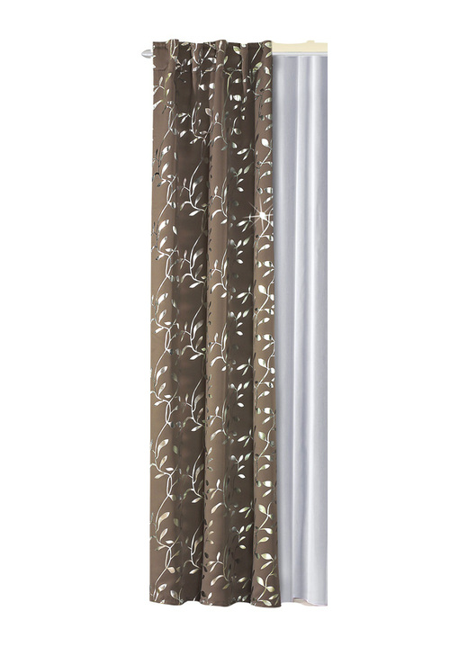 Klassisch - Verdunkelungsschal mit Schlaufen und Universalschienenband, in Größe 365 (H145xB135 cm) bis 456 (H245xB135 cm), in Farbe TAUPE Ansicht 1