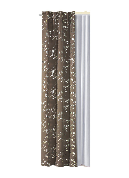 Klassisch - Verdunkelungsschal mit Schlaufen und Universalschienenband, in Größe 365 (H145xB135 cm) bis 456 (H245xB135 cm), in Farbe TAUPE