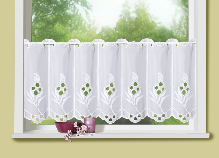 Plauener Stickerei - Kurzstore mit echter Plauener Stickerei, in Größe 823 (35x120 cm) bis 834 (50x300 cm), in Farbe WEISS Ansicht 2