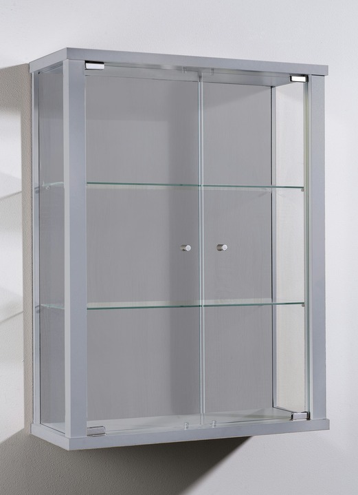 Vitrinen - Hängevitrine mit ESG-Sicherheitsglas, in Farbe WEISS, in Ausführung ohne LED-Beleuchtung Ansicht 10