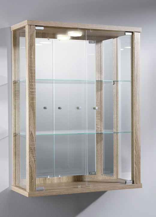 Vitrinen - Hängevitrine mit ESG-Sicherheitsglas, in Farbe WEISS, in Ausführung ohne LED-Beleuchtung Ansicht 6