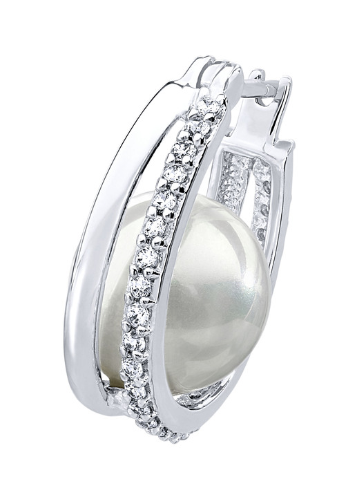 - Creolen mit echt Muschelkernperle, in Farbe  Ansicht 2