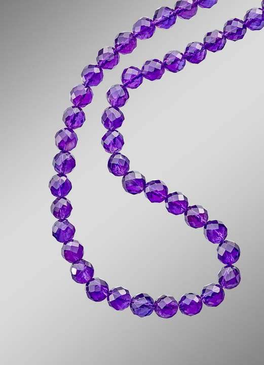 Halsketten - Amethyst-Halskette mit facettierten Kugeln, in Farbe  Ansicht 1