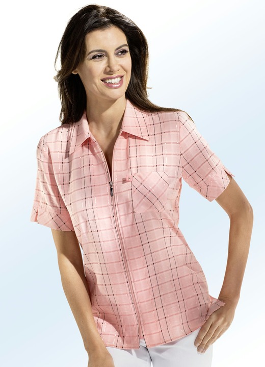 Blusen - Blusenjacke mit Schulterpolstern Ansicht 3 Blusen - Blusenjacke mit Schulterpolstern, in Größe 038 bis 054, in Farbe MINT-SCHWARZ Ansicht 3