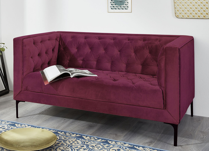 - Polstermöbel mit schwarzen Metallfüßen, in Farbe BORDEAUX, in Ausführung Sofa