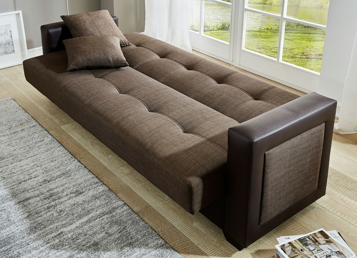 Schlafsofas - Schlafsofa Inklusive Kissen, in Farbe BRAUN-BRAUN Ansicht 2