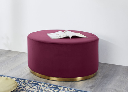 Hocker mit Metallsockel und Bezug aus Samt
