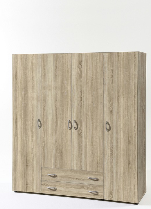 - Kleiderschrank, verschiedene Ausführungen, in Farbe EICHE SONOMA, in Ausführung Kleiderschrank, 4-türig