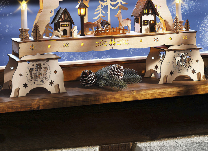 Weihnachtliche Dekorationen - Beleuchteter Lichterbogen / Schwibbogen-Podeste, in Farbe NATUR, in Ausführung Schwibbogen-Podest, 2er-Set Ansicht 1