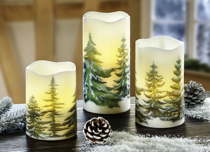 - LED-Echtwachskerzen, 3er-Set, in Farbe WEISS Ansicht 1