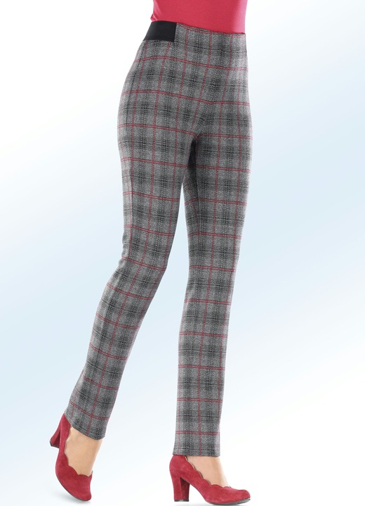 Hosen - Hose in angesagter Karo-Dessinierung, in Größe 018 bis 235, in Farbe ANTHRAZIT-ROT Ansicht 1