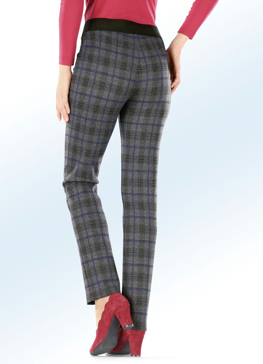 Damenmode - Hose in angesagter Karo-Dessinierung, in Größe 018 bis 235, in Farbe ANTHRAZIT-BLAU Ansicht 1
