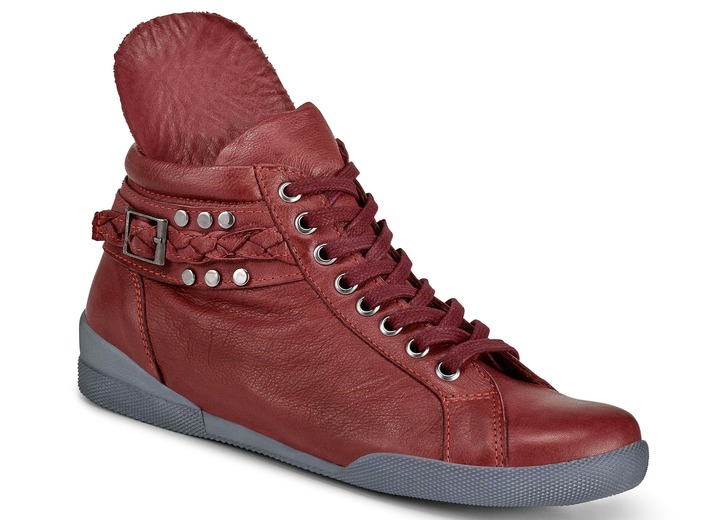 Stiefel & Stiefeletten - Andrea Conti Schnür-Stiefelette in angesagter Optik Ansicht 2 Stiefel & Stiefeletten - Andrea Conti Schnür-Stiefelette in angesagter Optik, in Größe 036 bis 042, in Farbe RUBINROT Ansicht 2