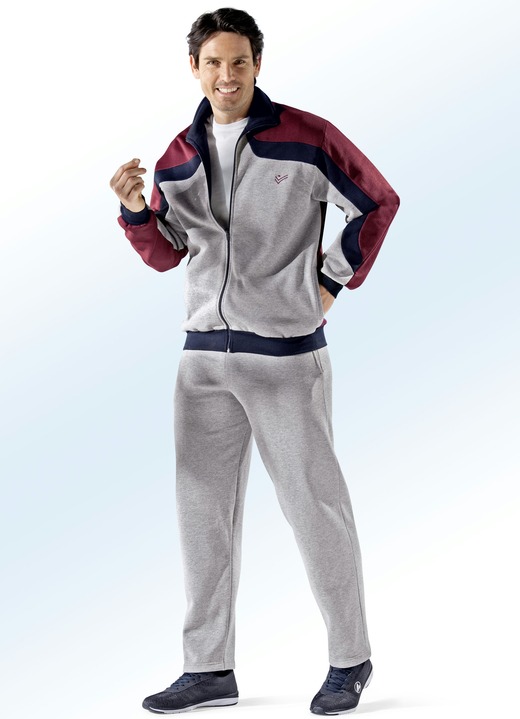 Freizeitanzüge - Freizeitanzug mit zwei Hosen, in Größe 024 bis 060, in Farbe GRAU MELIERT-MARINE-BORDEAUX Ansicht 2