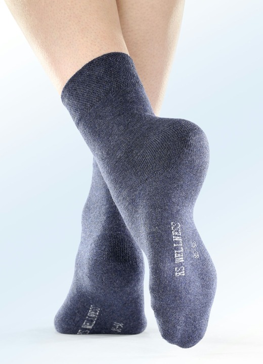 Strümpfe & Strumpfhosen - Sechserpack Socken mit weicher Innensohle, in Größe 1 (Schuhgr. 35-38) bis 3 (Schuhgr. 43-46), in Farbe 2X BLAUTÖNE, 2X GRAUTÖNE, 2X SCHWARZ Ansicht 1