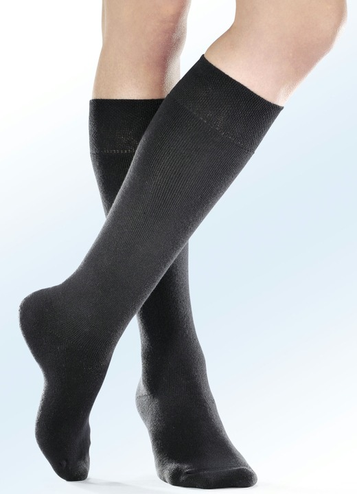 Strümpfe & Strumpfhosen - Viererpack Thermo-Kniestrümpfe mit Komfortrand, in Größe 1 (Schhgr. 35-38) bis 3 (Schuhgr. 43-46), in Farbe SCHWARZ