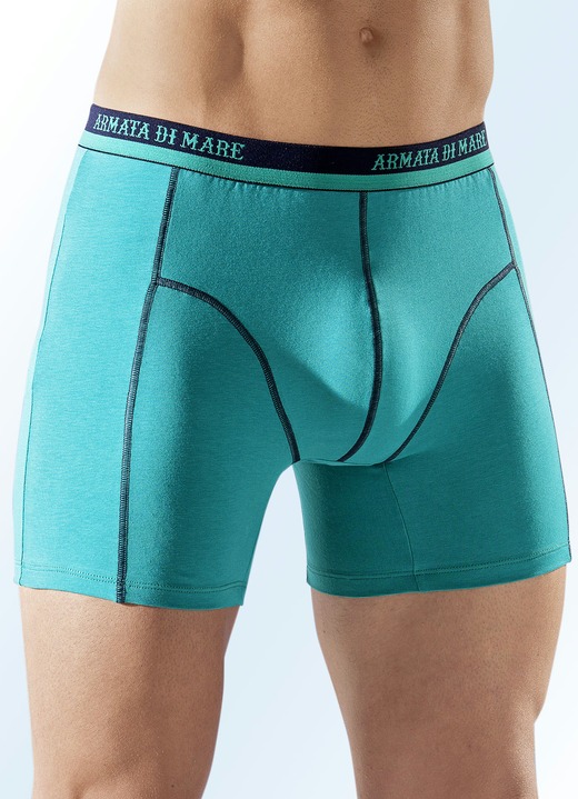 Pants & Boxershorts - Viererpack Pants aus Feinjersey,  etwas längeres Bein,uni, in Größe 004 bis 011, in Farbe 2X GRÜN-MARINE, 2X MARINE-GRÜN
