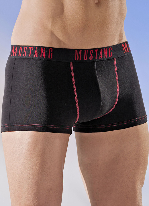 - Mustang Dreierpack Pants, uni, in Größe L (6) bis XXL (8), in Farbe SCHWARZ-ROT Ansicht 1
