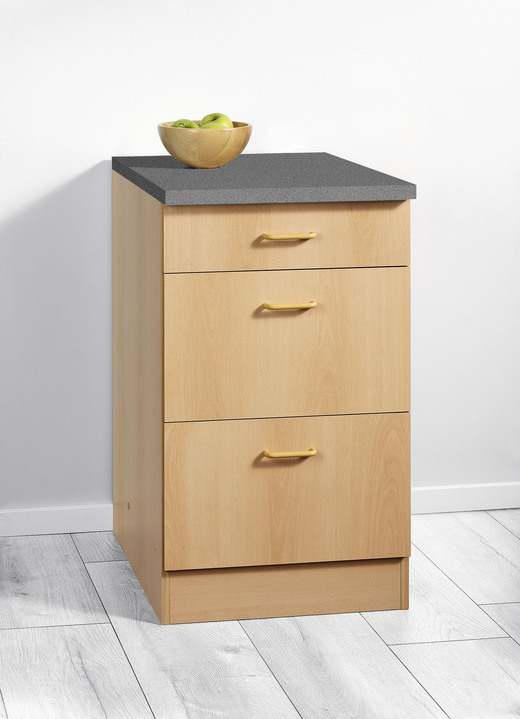 Küchenmöbel - Unterschrank mit 1 Schublade und 2 Auszügen, in Farbe WEISS, in Ausführung Tiefe 50 cm Ansicht 2