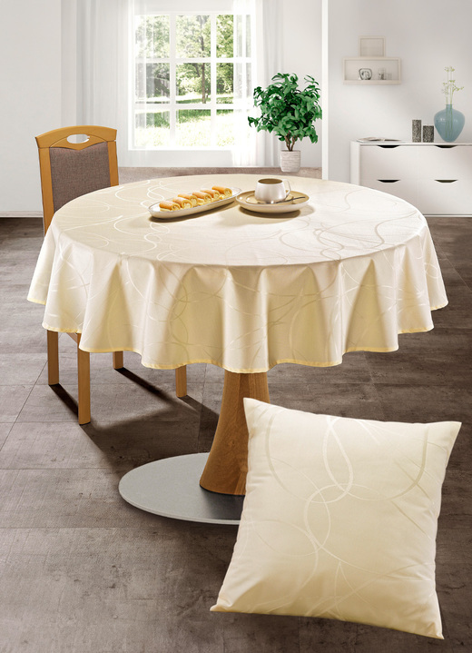 Tischdecken - Tisch- und Raumdekoration mit Fleckschutzversiegelung Ansicht 2 Tischdecken - Tisch- und Raumdekoration mit Fleckschutzversiegelung, in Größe 130 (Läufer, 40/150 cm) bis 404 (Kissenbezug, 40/ 40 cm), in Farbe CHAMPAGNER Ansicht 2
