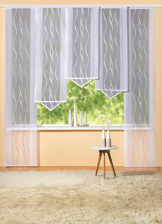 Modern - Schiebegardine Welle mit geradem Abschluss, in Größe 458 (H225xB57 cm) bis 462 (H245xB57 cm), in Farbe WEISS – Farbe WEISS – Ansicht 