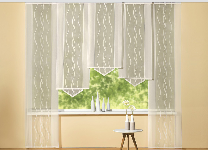 Modern - Schiebegardine mit dezentem Wellen-Dessin, in Größe 448 (H125xB57 cm) bis 452 (H160xB57 cm), in Farbe WEISS Ansicht 3