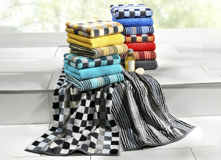 - Frottier-Serie aus dem Hause Cawö, in Größe 200 (1 Handtuch, 50/100 cm) bis 204 (1 Duschtuch, 70/140 cm), in Farbe ANTHRAZIT, in Ausführung Karo Ansicht 2