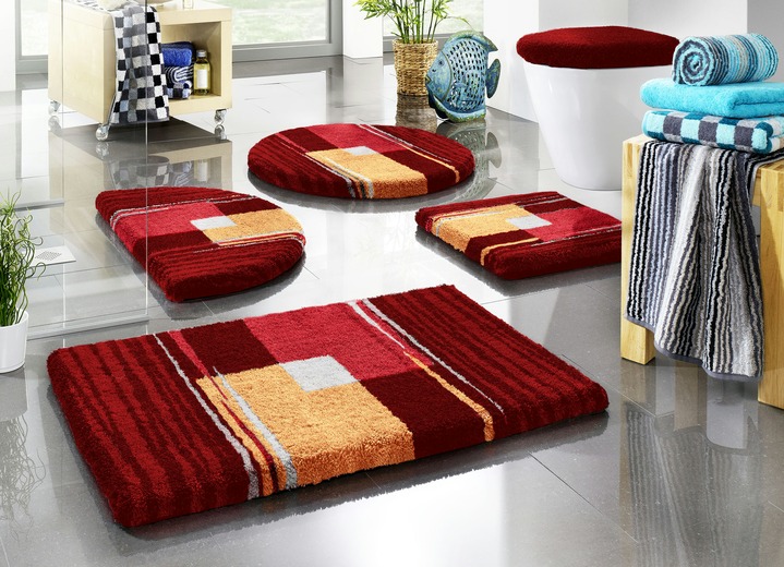 Badgarnituren - Badgarnitur mit rutschhemmender Rückseite, in Größe 100 (Vorleger halbrund, 50/ 80 cm) bis 112 (WC-Deckelbezug, 47/ 50 cm), in Farbe ANTHRAZIT Ansicht 4