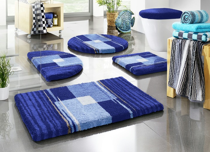 Badgarnituren - Badgarnitur mit rutschhemmender Rückseite, in Größe 100 (Vorleger halbrund, 50/ 80 cm) bis 112 (WC-Deckelbezug, 47/ 50 cm), in Farbe ANTHRAZIT Ansicht 6