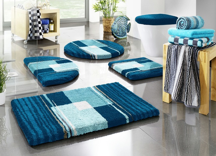 Badgarnituren - Badgarnitur mit rutschhemmender Rückseite, in Größe 100 (Vorleger halbrund, 50/ 80 cm) bis 112 (WC-Deckelbezug, 47/ 50 cm), in Farbe TÜRKIS Ansicht 2