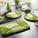 Badgarnituren - Badgarnitur mit aufwendiger Hoch-Tief-Struktur, in Größe 100 (Vorleger halbrund, 50/ 80 cm) bis 112 (WC-Deckelbezug, 47/ 50 cm), in Farbe GRÜN