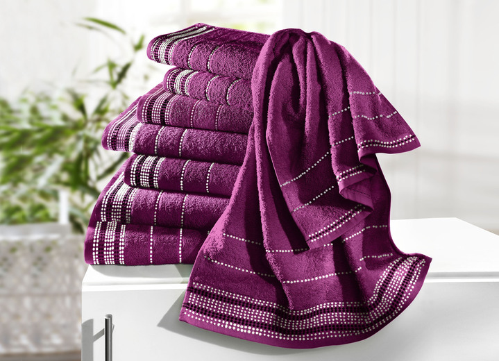 Handtücher - Frottier-Serie aus 100% Baumwolle, in Größe 200 (2 Handtücher, 50/100 cm) bis 204 (1 Duschtuch, 100/150 cm), in Farbe BEERE Ansicht 1