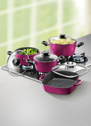 Töpfe & Pfannen - Stoneline – Topf-Set, 10-teilig: Eine Anschaffung fürs Leben – Farbe BEERE – Ansicht  Töpfe & Pfannen - Stoneline – Topf-Set, 10-teilig: Eine Anschaffung fürs Leben, in Farbe BEERE – Farbe BEERE – Ansicht