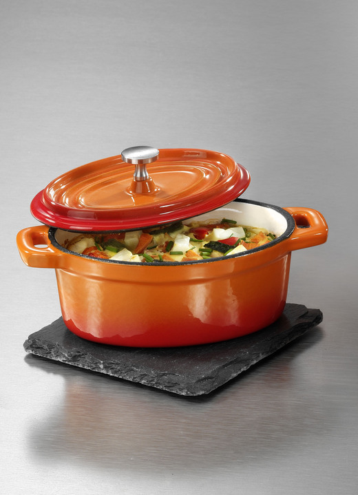 Töpfe & Pfannen - „GSW“ Mini Serviertöpfchen aus Gusseisen, in Farbe ORANGE Ansicht 1