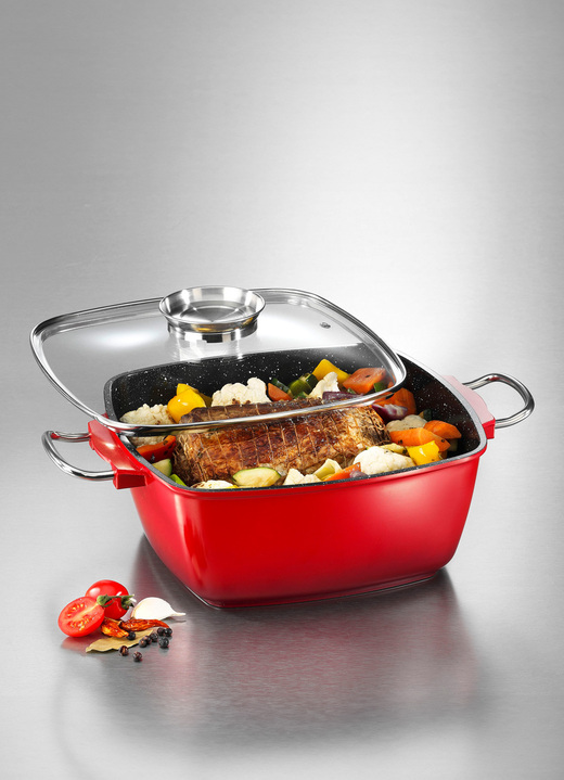 Bräter & Auflaufformen - Extra hoher Aluguss-Bräter von King mit Antihaft-Beschichtung Ansicht 2 Bräter & Auflaufformen - Extra hoher Aluguss-Bräter von King mit Antihaft-Beschichtung, in Farbe ROT, in Ausführung Bräter 24x24 cm Ansicht 2