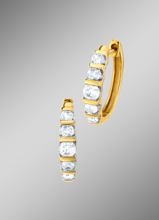 Ohrschmuck - Hochwertige Klappcreolen mit Brillanten, in Farbe  Ansicht 1