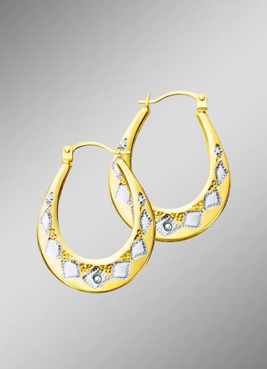Ohrschmuck - Creolen im Rautenmuster , in Farbe