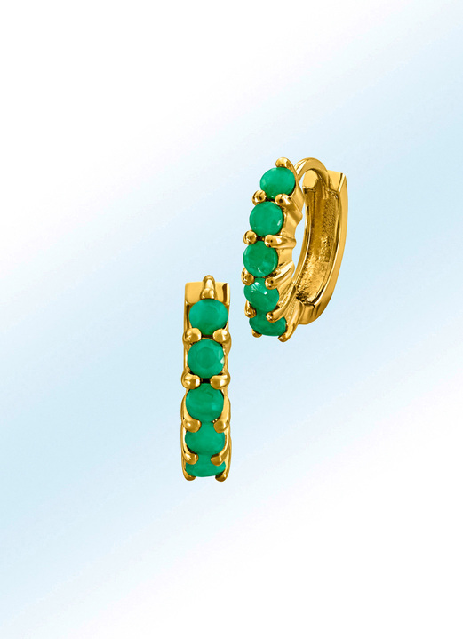 Ohrschmuck - Creolen mit Smaragden, in Farbe