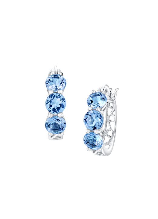 Ohrschmuck - Verzierte Creolen mit Blautopas, in Farbe  Ansicht 2