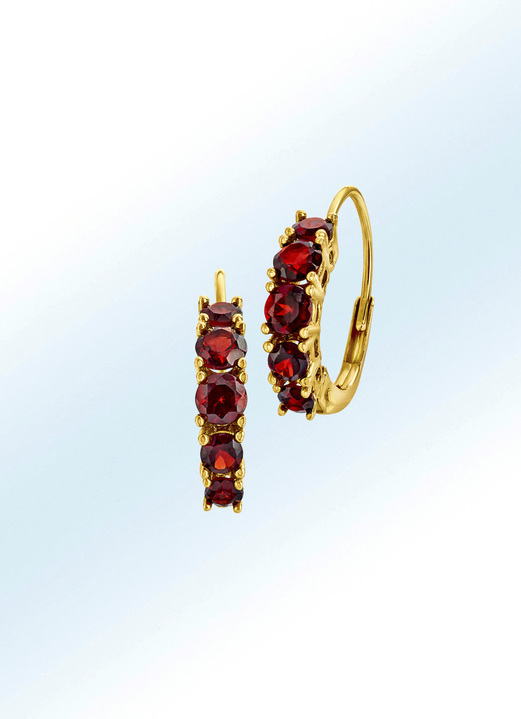 Ohrschmuck - Creolen mit echten Granaten, in Farbe