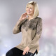 Langarm - Pullover mit Strasszier – Farbe TAUPE-SCHWARZ Langarm - Pullover mit Strasszier, in Größe 040 bis 060, in Farbe TAUPE-SCHWARZ