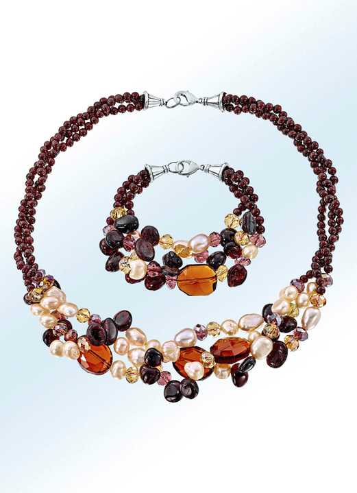 Schmucksets - Schmuck-Set, 2-Teilig, in verschiedenen Ausführungen, in Farbe , in Ausführung Schmuck-Set mit Echt Granat
