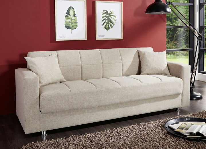 Schlafsofas - Klick-Klack-Sofa mit Dekokissen, in Farbe BLAU Ansicht 3