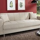 Schlafsofas - Klick-Klack-Sofa mit Dekokissen, in Farbe BLAU – Farbe BEIGE – Ansicht 1